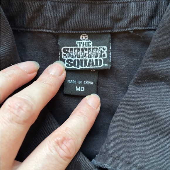 DC Comics The Suicide Squad Harley Quinn Patched Unisex Distressed Shacket SZ M - Picture 5 of 6